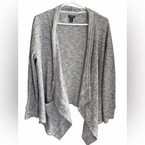 Roots Salt Pepper Grey Women's Waterfall Open Cardigan Sweater Size M